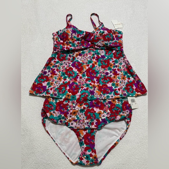 Raisins Curve Trendy Pl Sz 16W Two pices Swimsuit Ares Tankini&Keoria Bottom Red - Picture 3 of 14